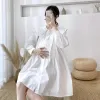 Dresses 2022 Spring Maternity Long Sleeve White Shirt Dress Peter Pan Collar Sweet Pregnant Woman Cotton Dress Loose Blouses Wholesale