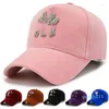 Ball Caps Autumn Winter Women Fashion Diamond Letter Solid Color Velvet Baseball Cap Lady Outdoor Sports Travel Warm Sun Hats