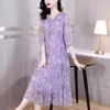 Casual Dresses 2024 Summer Women's Clothing Gentle and Sweet Ladies Large Size Lose V-Neck 3/4 Sleeve Printed Dress Midi Vestido K072