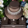 Hibride moda folha 4 pçs conjuntos de jóias para dubai feminino casamento nupcial cz brinco colar parrure bijoux femme mariage N-1516 240228