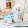 Hundebekleidung 1 Set Haustierkleid mit Leine Fliege Design Baumwolle Sommer ultradünne Doggy Blumendruck Rock Teddy Kleidung