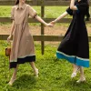 Dress NYFS 2023 Summer New Korea Woman Dress Vestidos Robe Elbise Loose Plus Size Zipper Lapel Short Sleeve Long Dresses