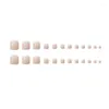 偽の爪24pcs Toes French Square Nude Color Nature Fake Toe Toe Feetの先端女性のための足の爪の人工プレス2024