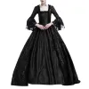 Jurk Vrouwen Retro Party Prinses Jurk Middeleeuwse Cosplay Gewaad Kant Elegante Maxi Jurk Gothic Vintage Vierkante Hals Flare Mouw vestido