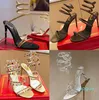 Sandales à talons hauts pour femmes, escarpins à pendentif en cristal de soie, sandales dorées de soirée, chaussures en pierres précieuses, 2024