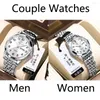 Montres-bracelets Poedagar Couple Montre pour hommes Femmes Numéro Cadran Rhombus Miroir Horloge à main en acier inoxydable Montres à quartz