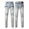 Jeans blancs sans déchirures Jeans de créateur skinny pour hommes Pantalons pour hommes déchirés avec trous Denim Homme Jambe droite Slim Fit Zipper Hole Mode Long Hip Hop Rock Biker Détresse 20ss