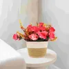 Decorative Flowers Small Fake Bonsai Plants Decor Flower Pot Combination Artificial Potted Green Silk