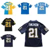 스티치 풋볼 저지 21 Ladainian Tomlinson 2002 2006 2009 Blue Mesh Retro Rugby Jerseys 남자 여자 청소년 S-6XL