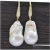 Kolczyki żyrandolowe Dangle Z9992 Natural Drop-Baroque Keshi Reborn Pearl Earring CZ Drop dostawa biżuteria DHDVC