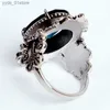 バンドリングHuisept Vintage 925 Silver Ring Big Oval Shed Sphire Gemstones Rings for Male Femach Wedding Parts Wholesale L240305