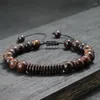 Charm Bilezikler Noter Erkekler MacRame Bilezik Ayarlanabilir Antika Hindistan Cevizi Boncuk Braclet Doğal Ahşap Braslet Kaplan Gözleri Taş Brazale