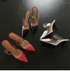 Tofflor mode blandad färg kärlek hjärttransparent kvinnor hight klackar sexig spetsig tun tunna häl slingback lady slip-on sandaler