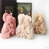 Ljus 8-19cm Jesus Family Candle Silicone mögel jungfru Maria skulpturstaty hartsharts silikon mögel gips cement betong silikon mögel mögel