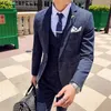 Mens Suits Groom Wedding Dress Plaid Formal Suit High Quality Fashion Casual Business Three Piece