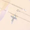 S925 Sterling Silber Halskette Moissanit Anhänger Damen Kreuz Schlüsselbein Kette Wachen Frieden 10 Diamant Silberschmuck.