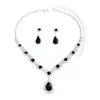 Necklace Earrings Set Elegant Bridal Jewelry Stunning Waterdrop Rhinestone For Women Dangle Drop