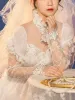 Платье белое винтажное свадебное элегантное платье женское кружевное французское вечернее длинное платье женское корейское платье принцессы с пышными рукавами летнее
