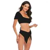 Damen-Bademode TaoBo 2024 Puffärmel-Bikini, One-Neck, hohe Taille, Krawatte, sexy Badeanzug, Strand-Badeanzüge, Unterwäsche, Badeanzüge, schick