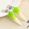Keychains 1PC Emulation White Radish Turnip Vegetable PVC Model Key Chain Dollhouse Early Education Props Funny Purse Dangle Jewelry Craft