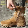 Outdoor Shoes Sandals Mens Cowhide Desert Boots Army Special Force Combat Tactical Boot Outdoor Climbing Hiking Shoes Fashion Zipper Botas YQ240301