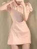 Dress Mini Dress Women Puff Sleeve Pink Sweet Aline Daily Vestido Feminino Korean Style Fashion Casual Young Temperament Chic Classic