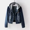 Women's Jackets Jackets Denim Women Autumn Coat Ripped Hooded Outerwear Coats Windbreaker Basic Boyfriend Jeans 240305