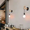 Настенный светильник в стиле ретро, промышленный настенный светильник из железа и дерева, провод E27, современный скандинавский светильник для внутреннего освещения, светильник для домашнего декора, прикроватный переключатель, настенный светильник