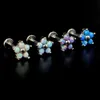 8PCS Wholesale G23 Steel Opal Gem Labret Lip Ring Cubic Zircon Flower Ear Cartilage Tragus Helix Piercing Jewelry 16g 240228