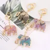 Keychains 10pcs/lot Beautiful Metal Rhinestone Elephant Keyrings Creative Zinc Alloy For Gift