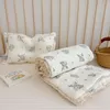 Korean Vintage Floral Printed Ruffled Cotton Baby Duvet Cover Kids Children Infant Cot Crib Duvet Covers Quilt Cover Bedding 240229