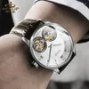 Orologi da polso AESOP Doppio Tourbillon Orologio meccanico da uomo Manuale Acciaio inossidabile Luminoso Zaffiro Uomo Pelle d'affari Reloj Hombre