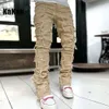 Kakan - Nieuwe Europese en Amerikaanse zwaargewicht Streetwise Stretch Patch Jeans voor heren, High Street Straight Fit lange jeans16-3001