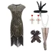 Abito Wepbel Y2K 1920S Abito vintage Donna Estate Sexy Aderente Eveing Ball Gatsby Abito Tubino Abito con paillettes in rilievo Nappa