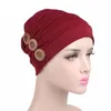 Turbante cachecol câncer chapéu feminino gorros chapéus femininos plissado vento vermelho gorro chimio coton turbante botão muçulmano #800304q