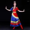 Scen Wear High Quality Tibetan Dance Performance Costumes Ethnic Minority Xizang Zhuoma Square Suit