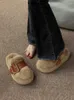 Casual Shoes Thick Soled Plush Slippers Women's Outerwear 2024 Autumn Winter Super High-End Feel Half Cotton