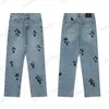 Mens Designer Make Old Washed Chromees hearts Jeans Chrome Straight Trousers Heart Cross Embroidery Letter Prints for Women Men Casual Long Style W7