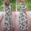 Giyim Kadınlar Yaz Çiçek Baskı Maxi Elbise 2022 Yeşil Boho Plaj Elbise Kadınlar Akşam Partisi Uzun Elbise Vestidos Kadın
