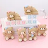 New Pink Blue Bear Train Dolls Decoration Cake Topper Baby Boy Girl 1St Birthday Cake Toppers Baby Shower Supplies