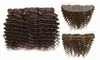 Deep Wave 4 Medium Brown Remy Human Hair Weave Pakiety z koronkowym zamknięciem czołowym 13x49590402