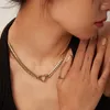 Halsband Mode Edelstahl Kuba Herz Halskette Für Frauen Goldene Flache Kette Schmuck Geschenk DIY Erkenntnisse Zubehör 2024