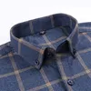 Pure Cotton Mens Plaid Shirt Lång ärm Regular Fit Men Casual överdimensionerad skjorta Leisure Autumn Man Blue Plus Size 230226