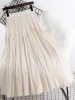 Robes Beiyingni femmes coton lin jupe mi-longue Vintage élégant plaine jupes plissées dames décontracté mode coréenne Streetwear Faldas 2022