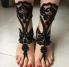 Spets Anklets 2019 Black White Ivory Beach Barefeet Jewellery Billiga stretchbenarmband för bröllop Bridal Bridesmaid Foot Jewell9132820