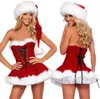 Casual Jurken 2021 Hoge Kwaliteit Vrouwen Kerst Kostuums Xmas Party Sexy Rode Fluwelen Jurk Cosplay Kerstman Kostuum Outfit Plus2501401