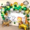 New 109Pcs Palm Leaf Animal Balloons Garland Arch Kit Jungle Safari Supplies Favors Kids Birthday Party Baby Shower Boy Decor