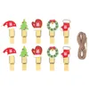 New 10Pcs Clips Wall Photo Banner Clip Mini Wooden Clothespins Christmas Tree Ornament Xmas New Year Party Supplies