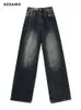 Damen-Jeans, Harajuku, Straßenkleidung, Retro-Mode, Herbst, Damen-Jeans mit hoher Taille, lockeres, weites Bein, gerade, lockere Denim-Hose, Y2K-Taschenhose, J240305