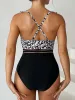 Stroje kąpielowe 2023 Kobiety Leopard Swimsuit One Piece Mesh Tape Caking Caking Kanki Bodysuit Kąpiele kąpki kąpielowe kąpiel